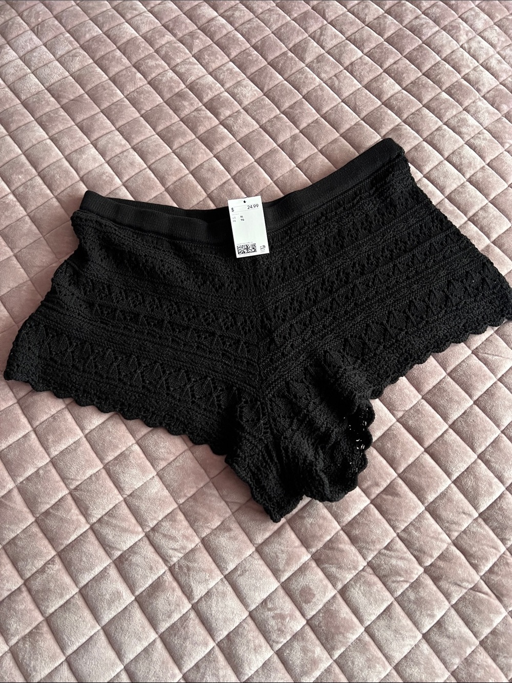H&M Black Crochet Knit Shorts